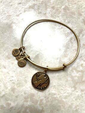 Alex and Ani Virgo Charm Bracelet Gold Tone Zodiac Bangle Adjustable